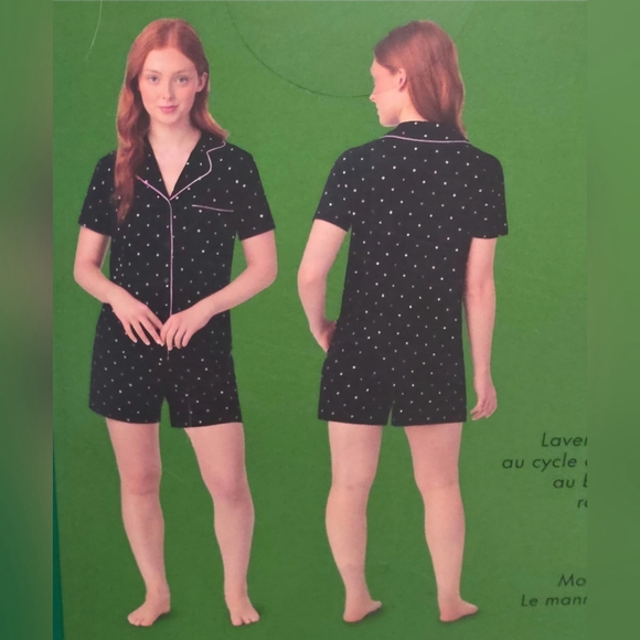 Kate Spade 2 Piece Polka Dot Pajama Set with Pink Accents Sz M - Picture 2 of 12